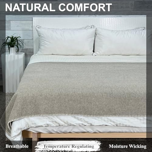 100% Virgin Wool Blanket, 90" x 78", Charcoal, Full Size V7762