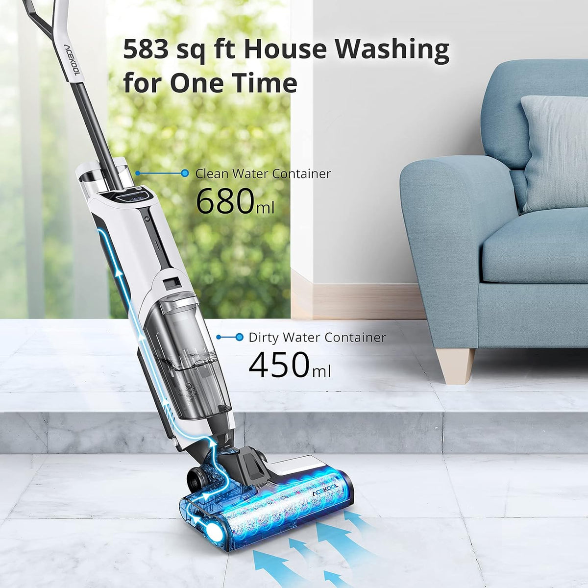 Smart Voice Assistant Cordless Wet Dry Vacuum and Mop Cleaner with LED Display C244615