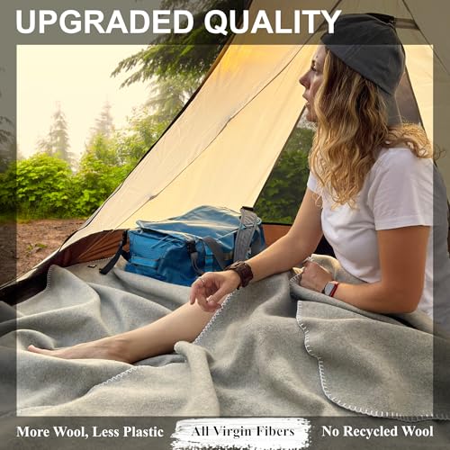 100% Virgin Wool Blanket, 90" x 78", Charcoal, Full Size V7762
