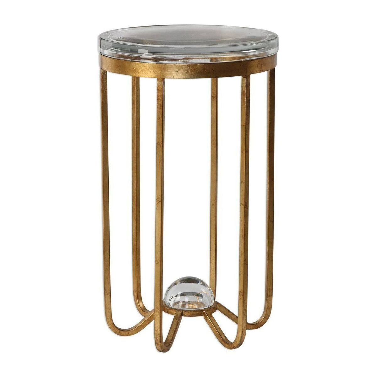 Gold Glass Cage Pedestal Table H316453