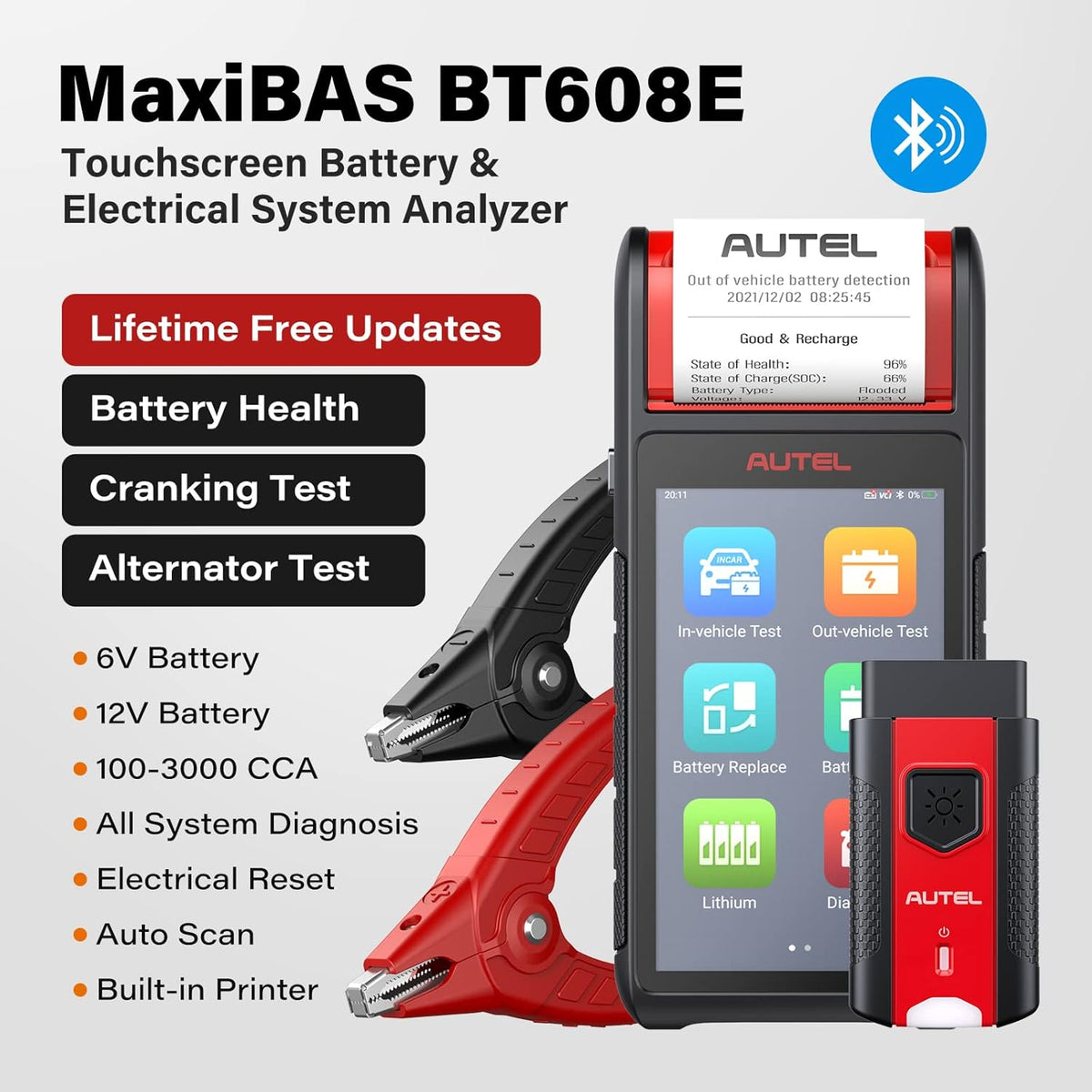 Battery Tester 6V &12V Battery Analysis Tool with Diagnostic Scan Tool OBD2 Scanner C4079