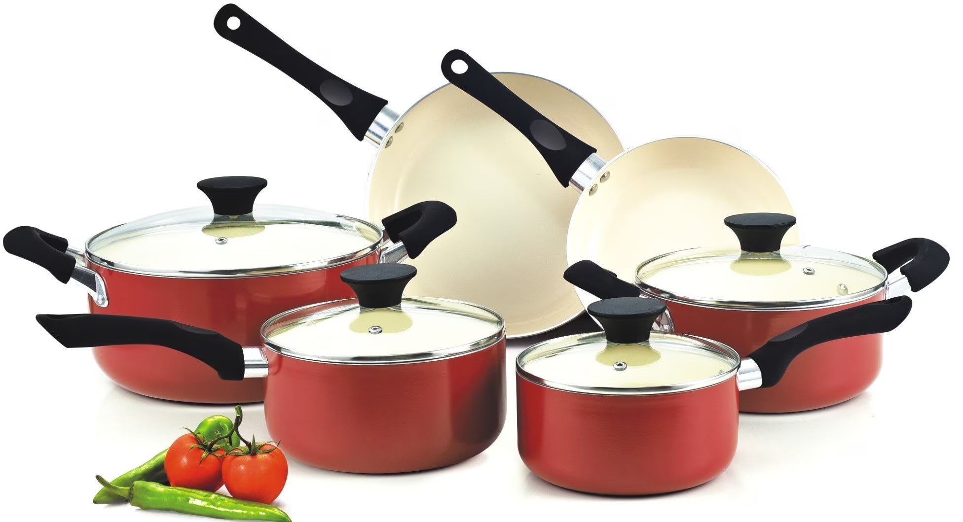 10 Piece Nonstick Ceramic Cookware Set with Lids A293748