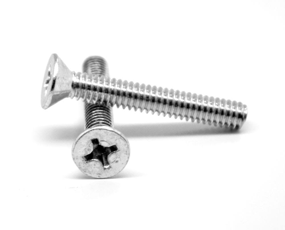 #4-40 x 3/4 Coarse Thread Machine Screw Phillips Flat Head Low Carbon Steel Zinc Plated Pk 10000 J3797