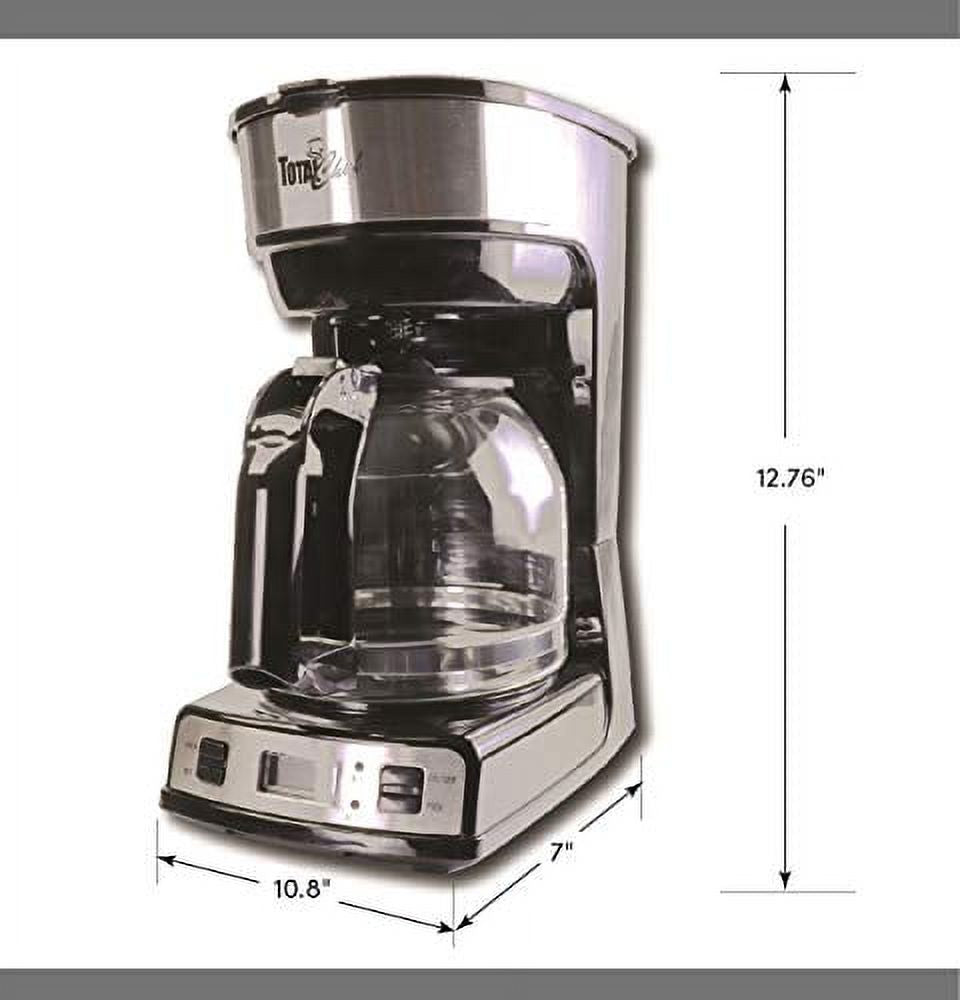 12-Cup 1.8 L Programmable Coffee Maker with Filter Black and Silver Q509401