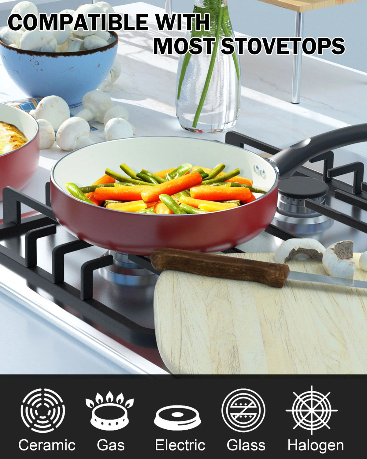 10 Piece Nonstick Ceramic Cookware Set with Lids A293748