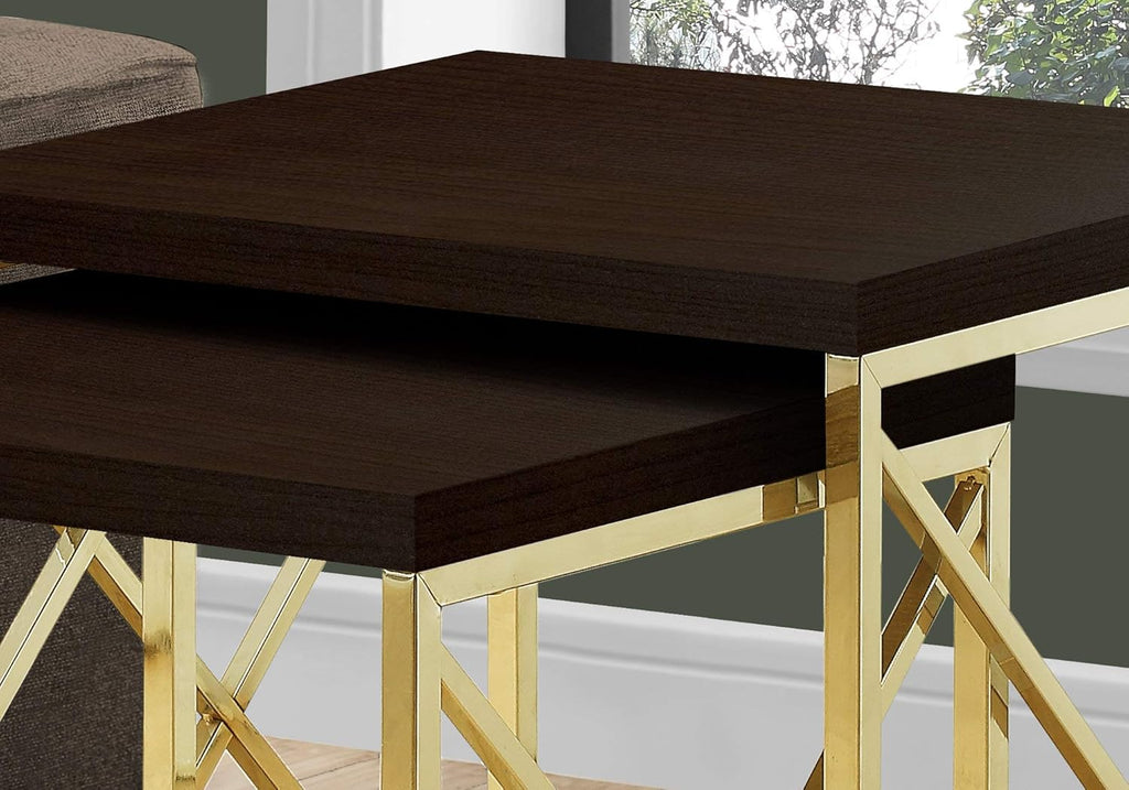 Brown Gold Metal Nesting Table Set D2247