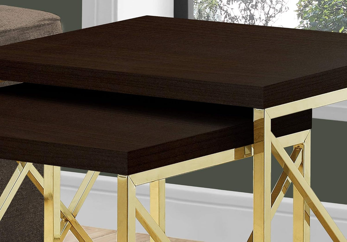 Brown Gold Metal Nesting Table Set D2247