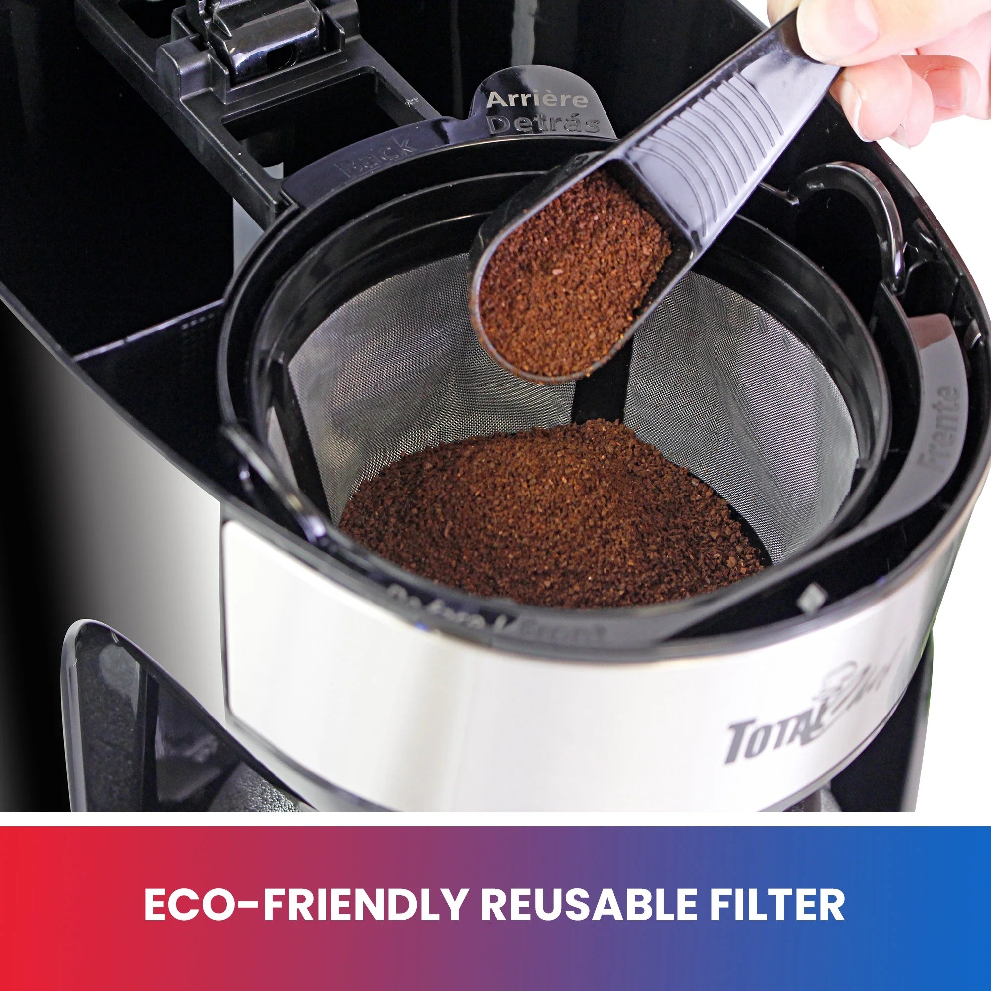 12-Cup 1.8 L Programmable Coffee Maker with Filter Black and Silver Q509401