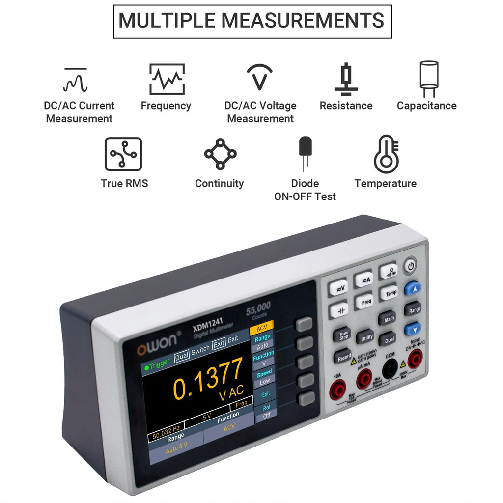Mini Desktop Digital Multimeter Rechargeable 55000 Counts High Accuracy True RMS Universal Meter with 3.5-inch TFT LCD Screen with Backlight Auto Multifunctional Ammeter Voltmeter Z1212
