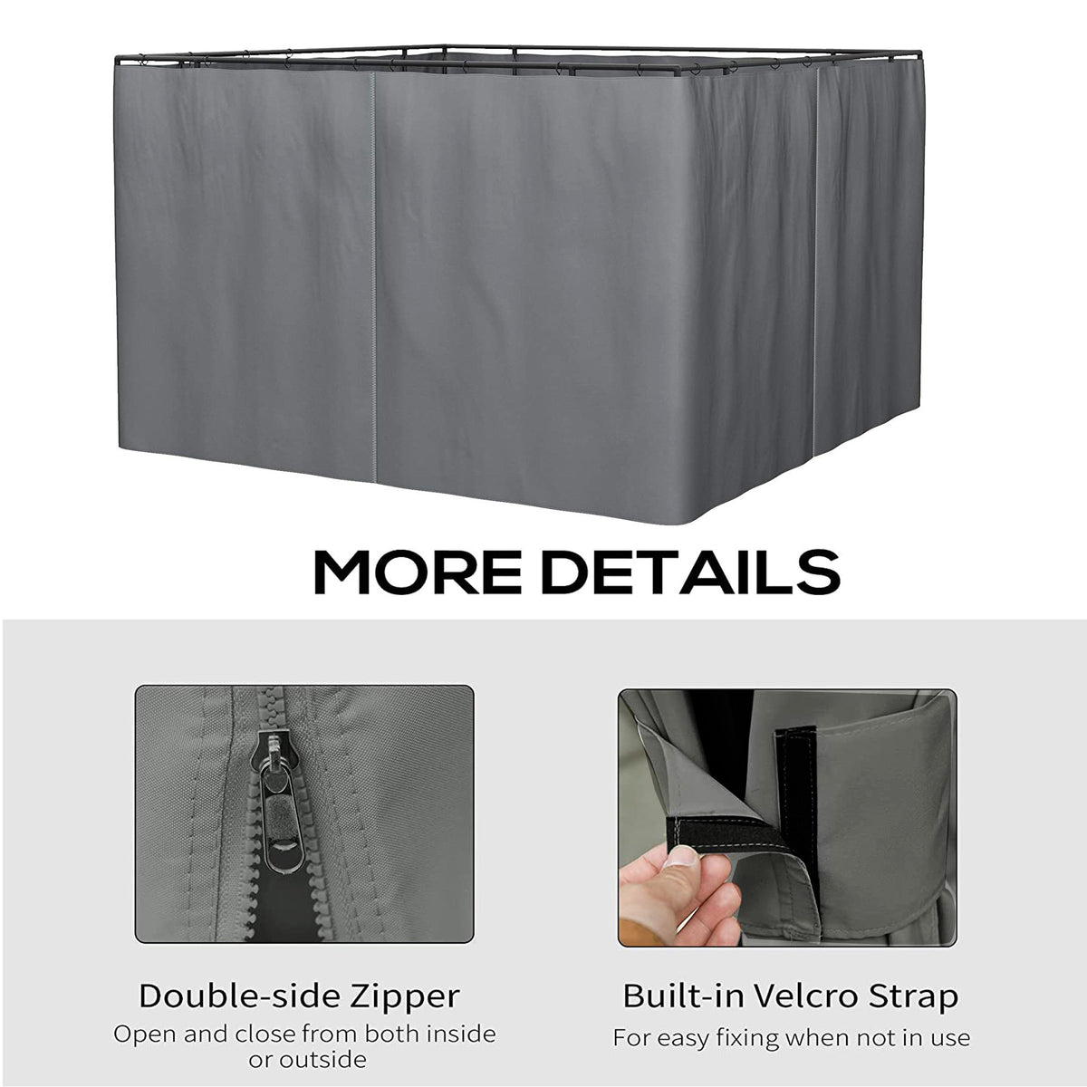 10x12 Ft 4-Side Gazebo Sidewall with Zippers U598