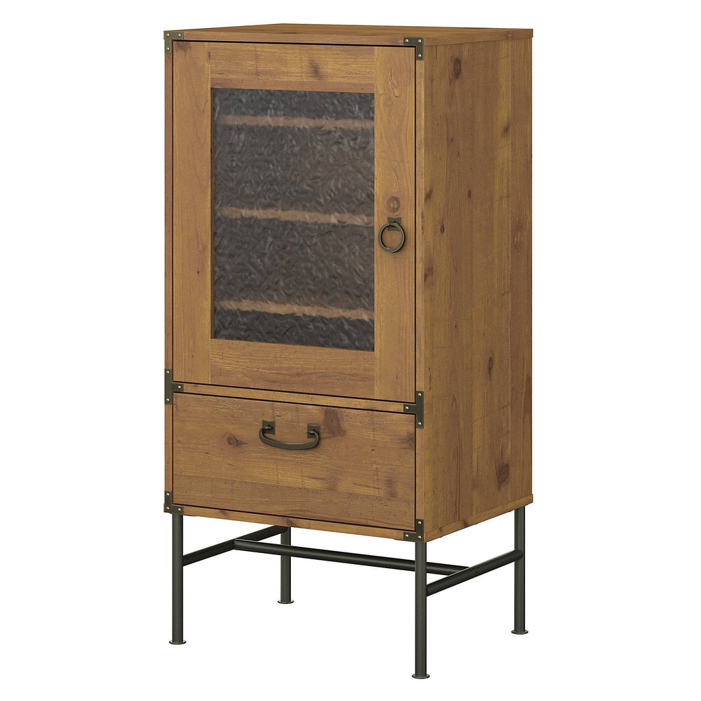 Vintage Golden Pine Audio Storage Cabinet Z82618