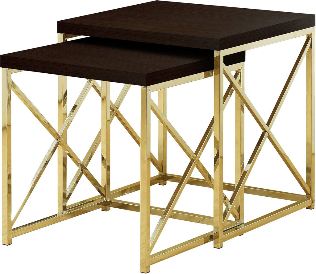 Brown Gold Metal Nesting Table Set D2247