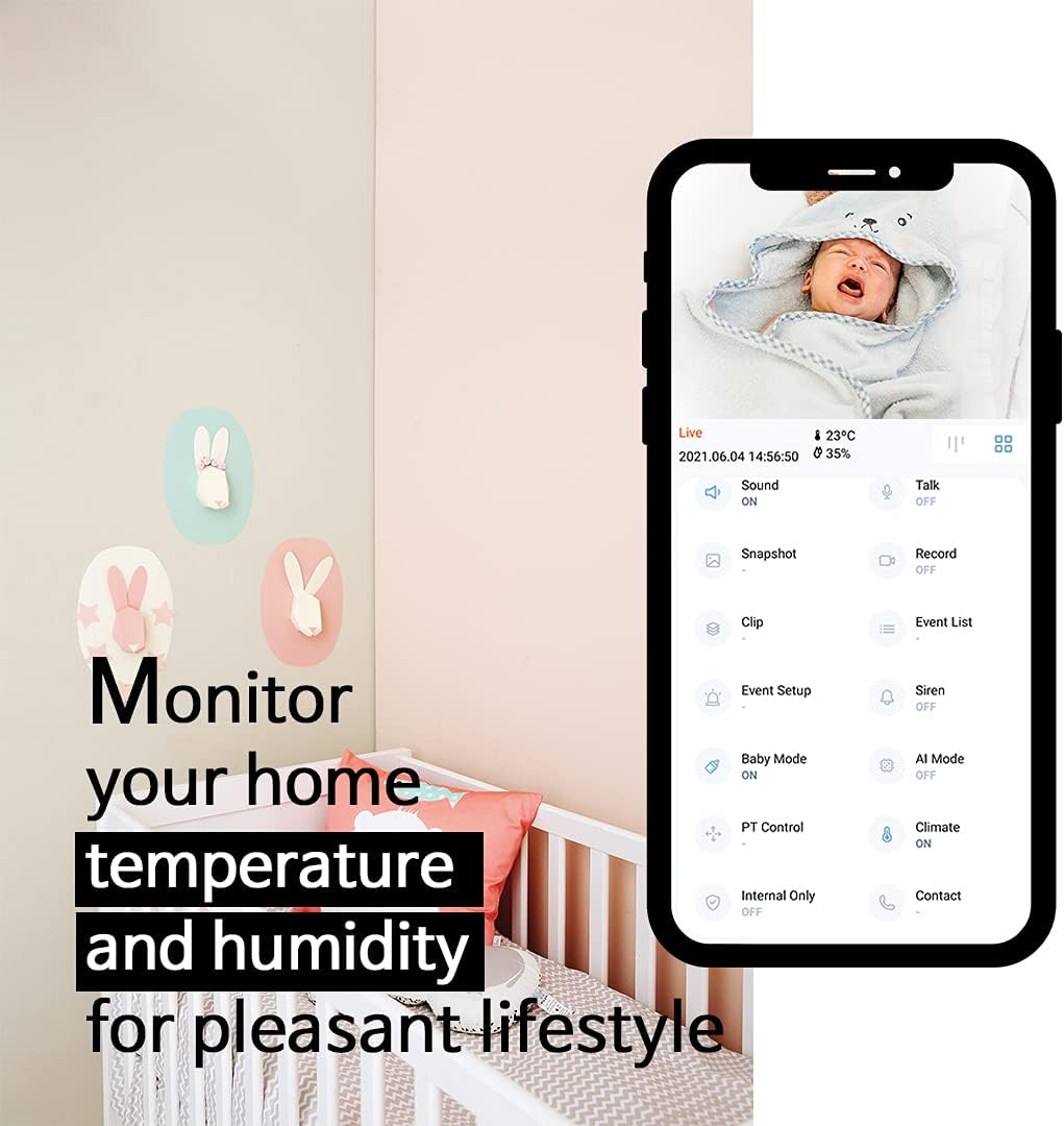 1080P Wi-Fi Smart Home Security Camera with Temperature Humidity Monitor and IR Night Vision I56866
