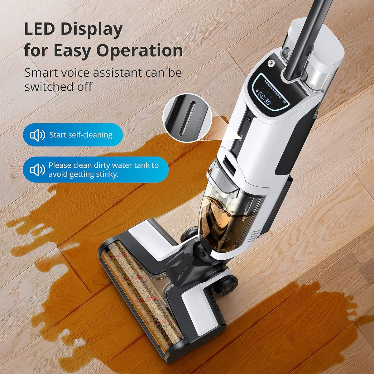 Smart Voice Assistant Cordless Wet Dry Vacuum and Mop Cleaner with LED Display C244615