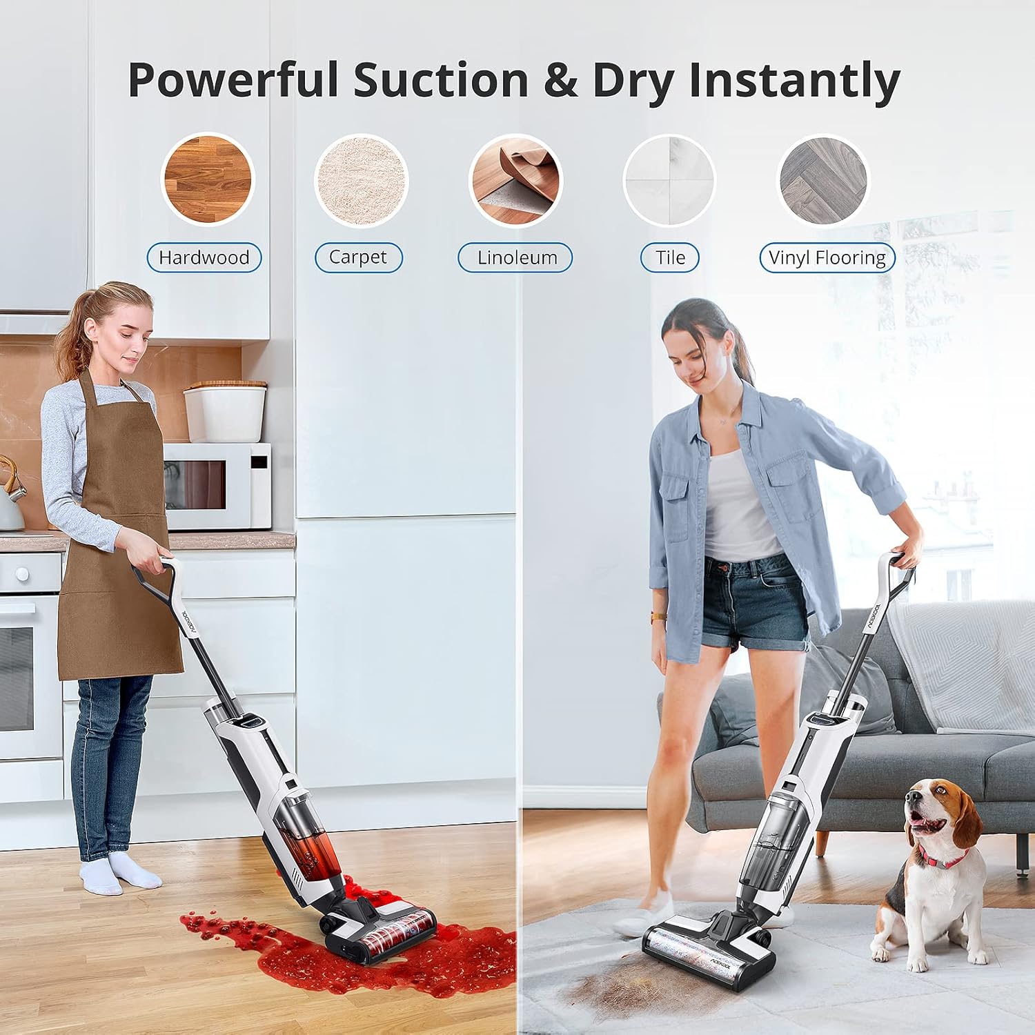 Smart Voice Assistant Cordless Wet Dry Vacuum and Mop Cleaner with LED Display C244615