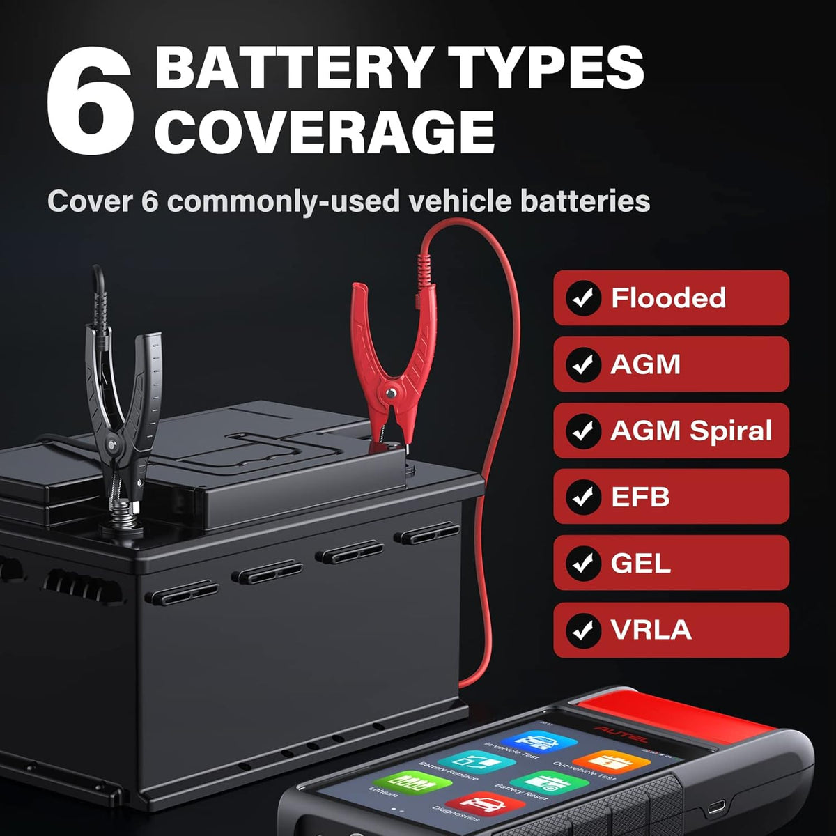 Battery Tester 6V &12V Battery Analysis Tool with Diagnostic Scan Tool OBD2 Scanner C4079