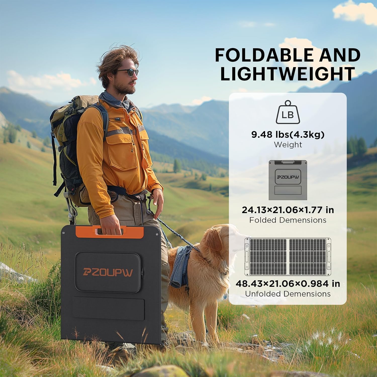 100W 20V Foldable Solar Panel with MC-4 Cable USB Output I88998