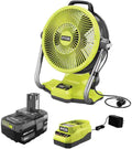 Cordless Hybrid 12 in. Misting Air Cannon Fan Kit with 4.0 Ah Battery and Charger R32140