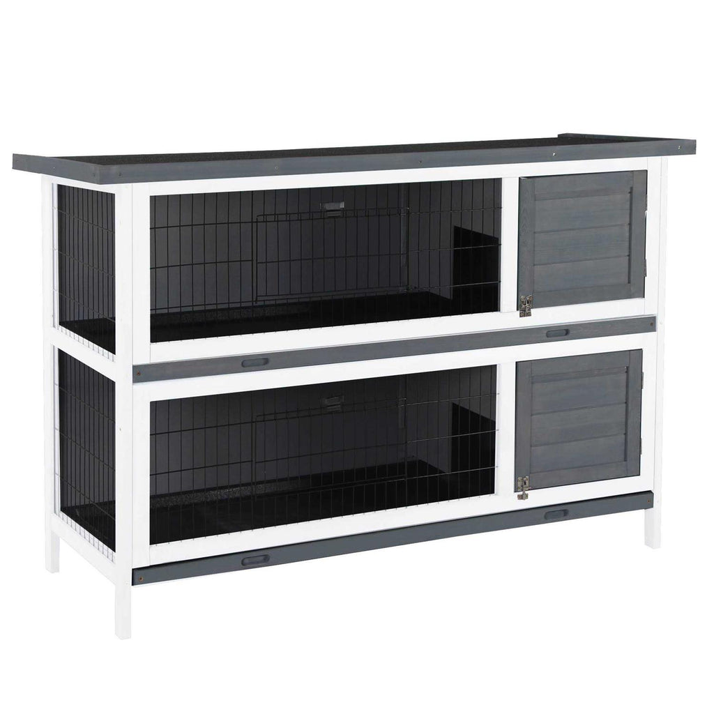 54 2-Story Large Wooden Rabbit Hutch with Lockable Doors and Waterproof Roof E9786