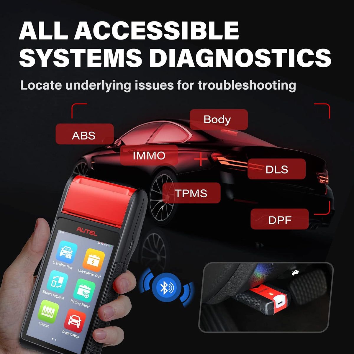Battery Tester 6V &12V Battery Analysis Tool with Diagnostic Scan Tool OBD2 Scanner C4079
