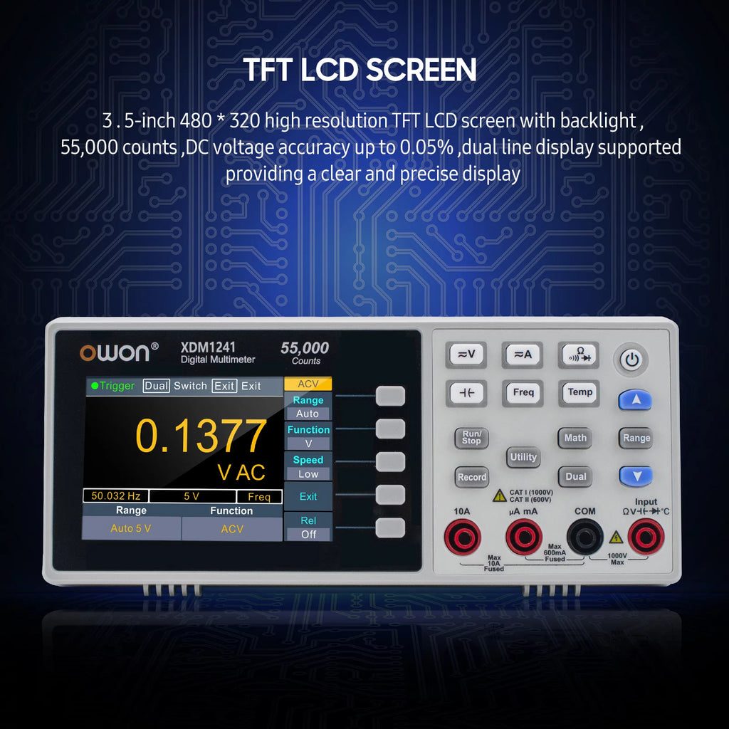 Mini Desktop Digital Multimeter Rechargeable 55000 Counts High Accuracy True RMS Universal Meter with 3.5-inch TFT LCD Screen with Backlight Auto Multifunctional Ammeter Voltmeter Z1212