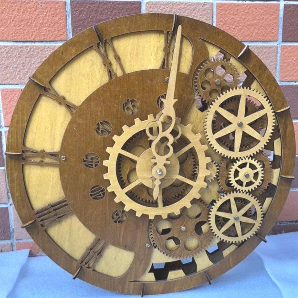 15 Inch Industrial Wall Clock with Moving Gears E423254