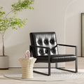 Black Faux Leather Accent Chair with Steel Frame S335