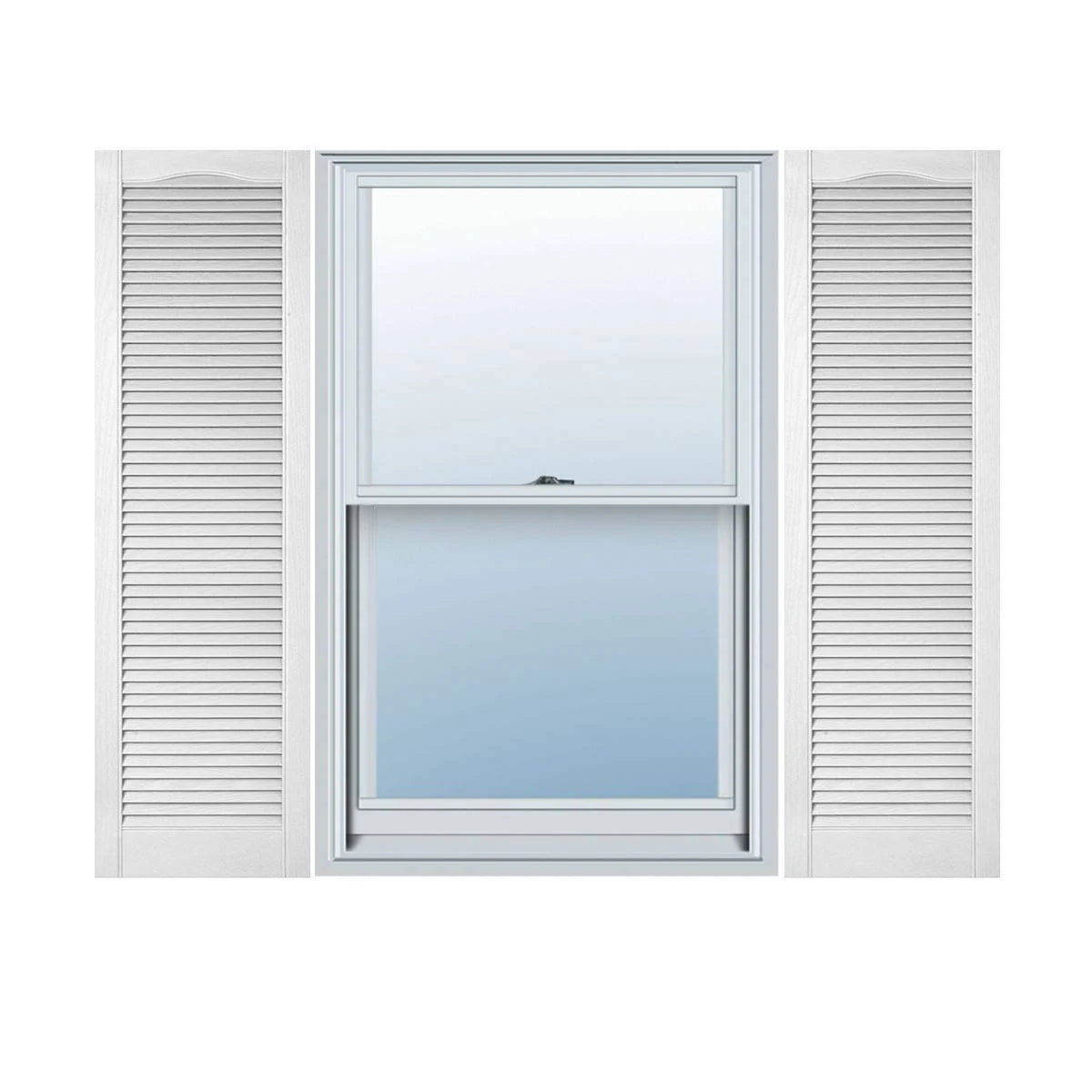 12 inchw x 27 inchh Bright White Vinyl Open Louver Shutters V8959