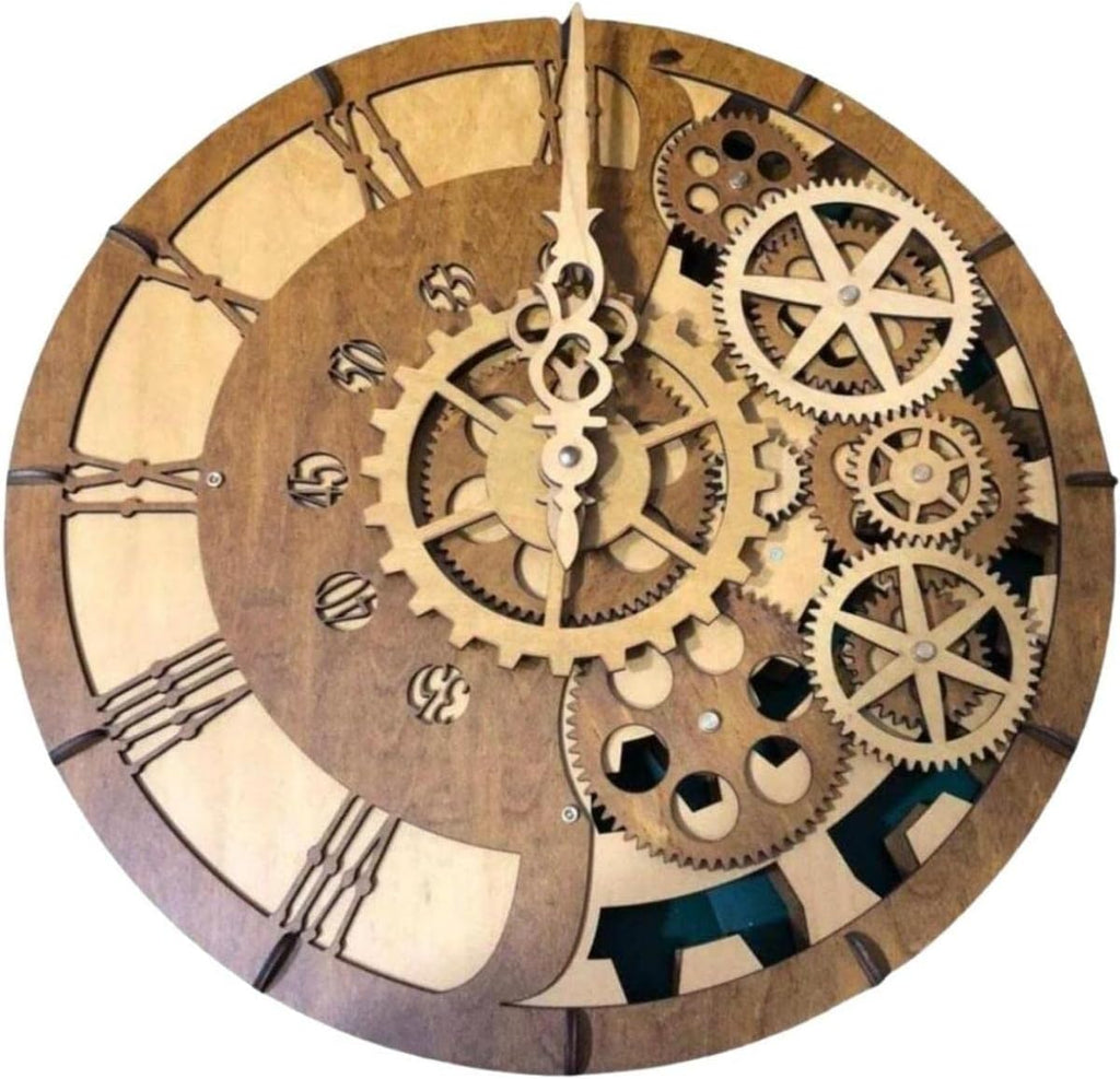 15 Inch Industrial Wall Clock with Moving Gears E423254