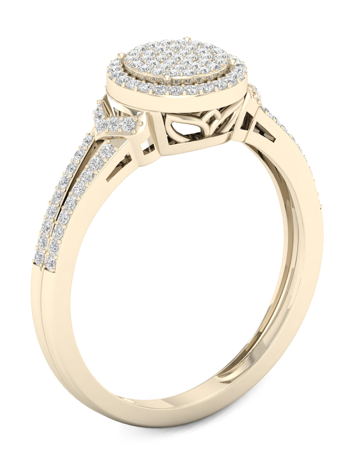 1/4Ct TDW Diamond 10K Yellow Gold Halo Engagement Ring S106