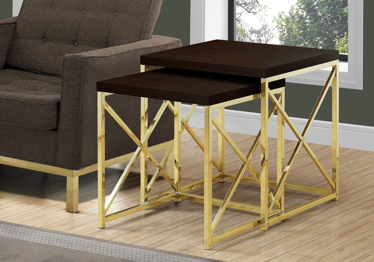 Brown Gold Metal Nesting Table Set D2247