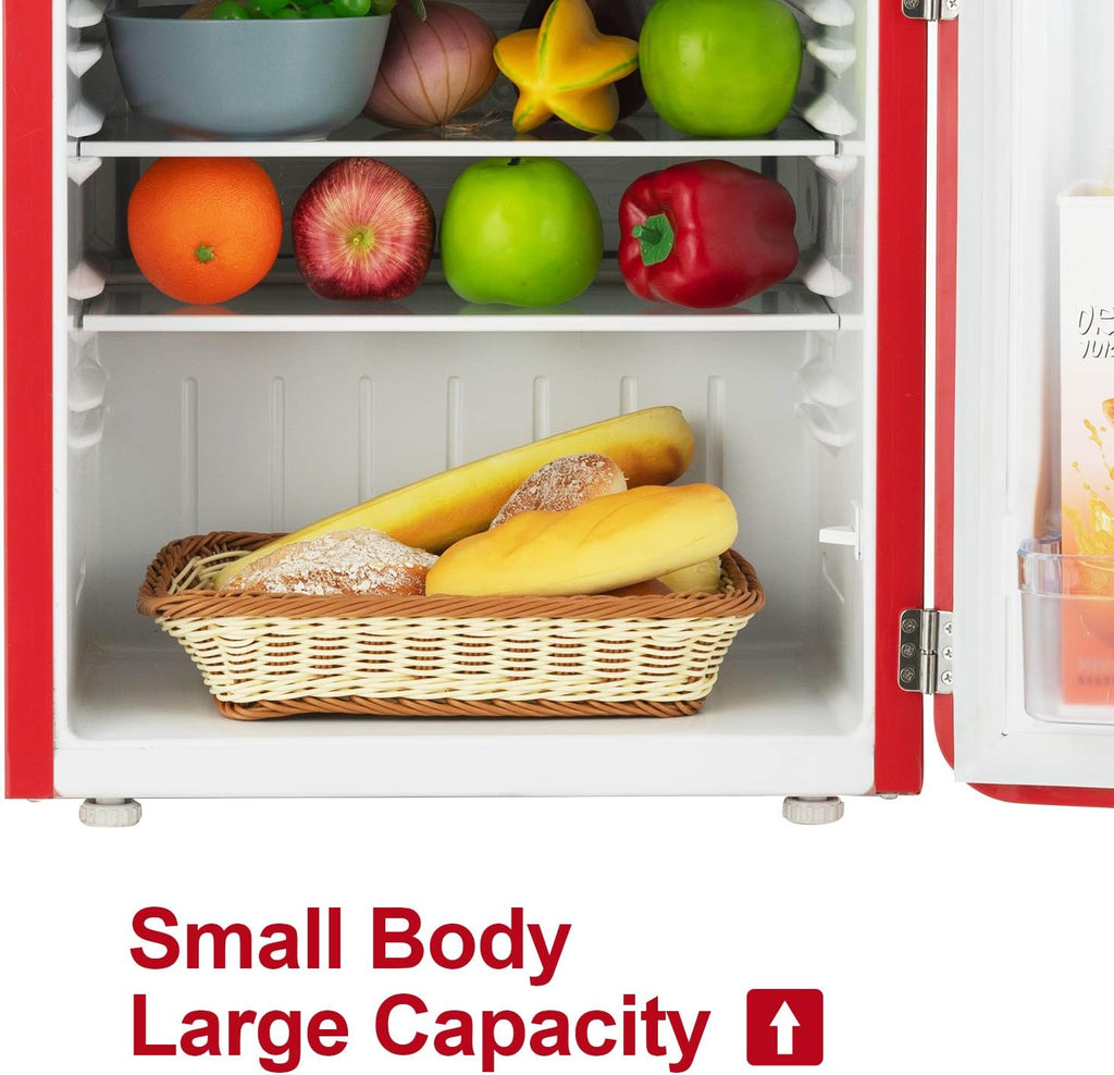 1.6 Cu.Ft Red Compact Refrigerator Single Door Mini Fridge with Freezer I96989
